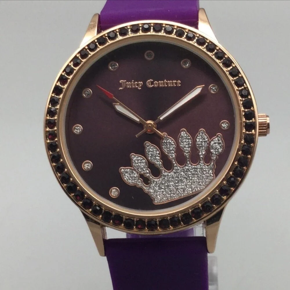 Juicy Couture Black Label Womens Watch 38mm Rose Gold Tone Crown New Battery